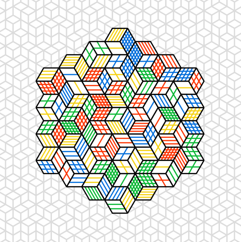 Múltiplos hexagonos listrados