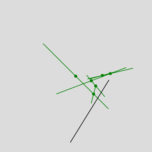 Várias linhas em movimento desenhando uma curva de verdade