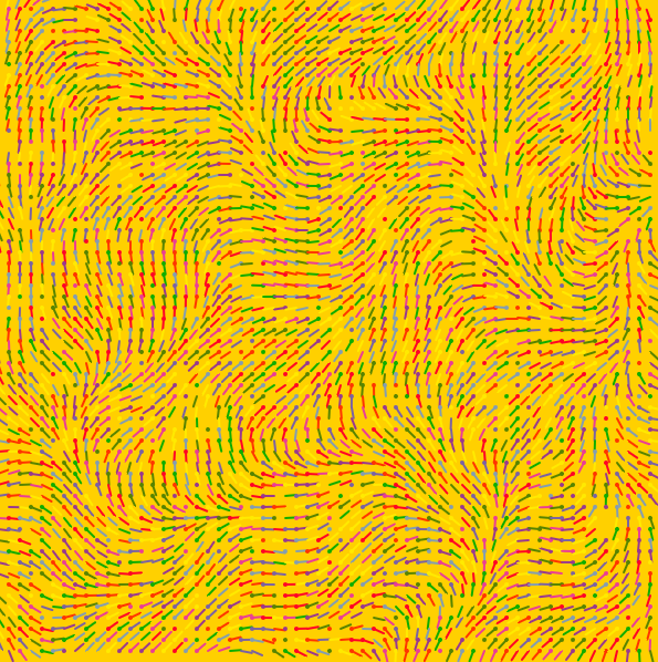 Linhas coloridas rotacionadas em um fluxo direcional